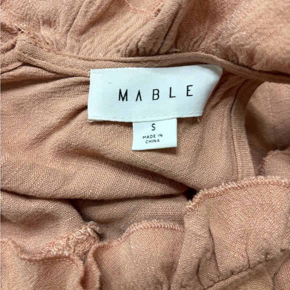 Ruffled Neck Tiered Mini Dress in Peach - Picture 3 of 4